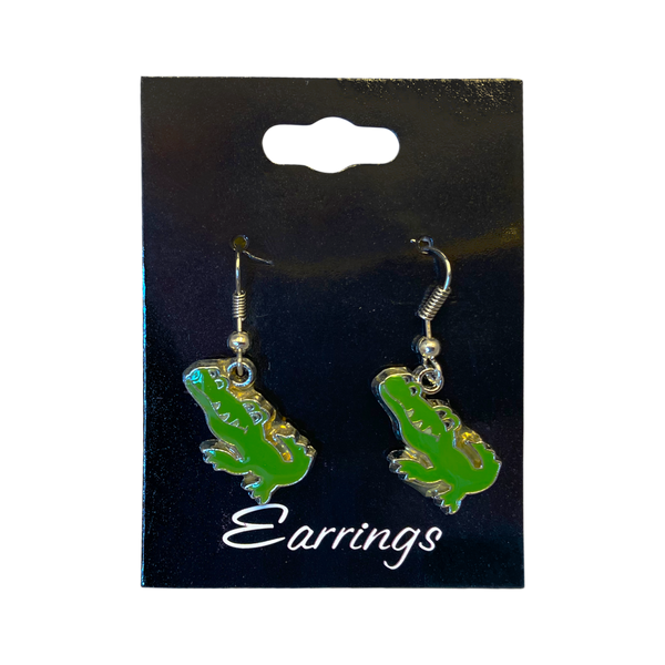 Cute Green Alligator Dangle Earrings