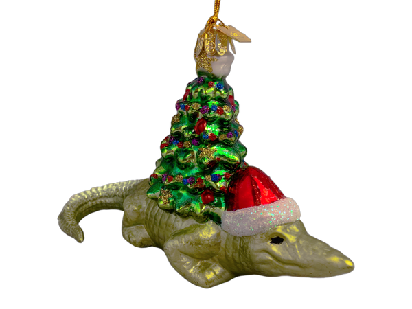 Santa Gator w/ Christmas Tree Ornament