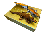 Large 9" Gilded Crocodile Jewelry Box - Bronze & Silver