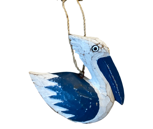 Hand-carved Pelican Christmas Ornament