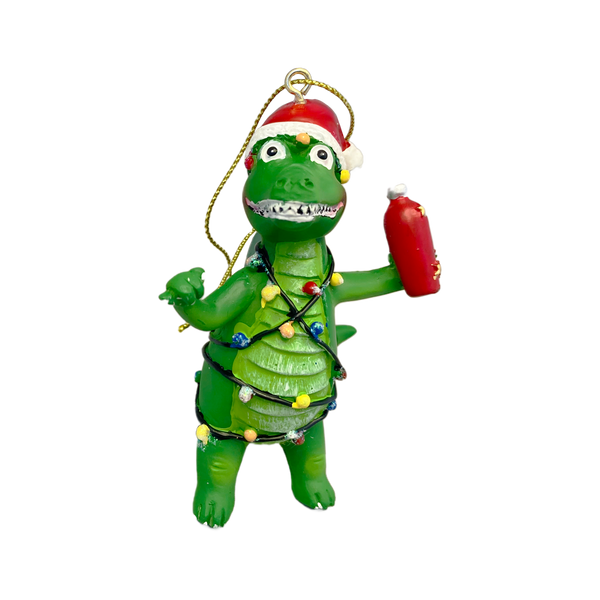 Crazy Gators: Wine Bottle and Wrapped in Lights or Carrying a Beach Ball