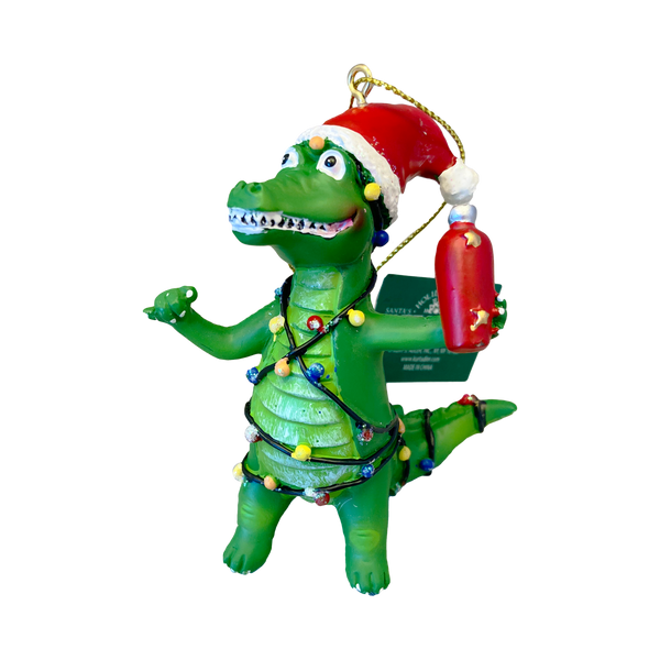 Crazy Gators: Wine Bottle and Wrapped in Lights or Carrying a Beach Ball