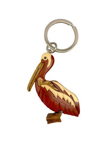 Wonderful Exotic Wood Pelican Keychain