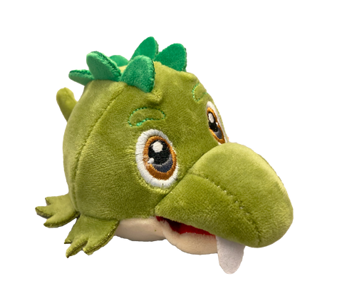 Plush Velvet Gator Face Ball - with red bead-filled squichy in its mouth!