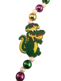 tri-color Mardi Gras beads jester alligator